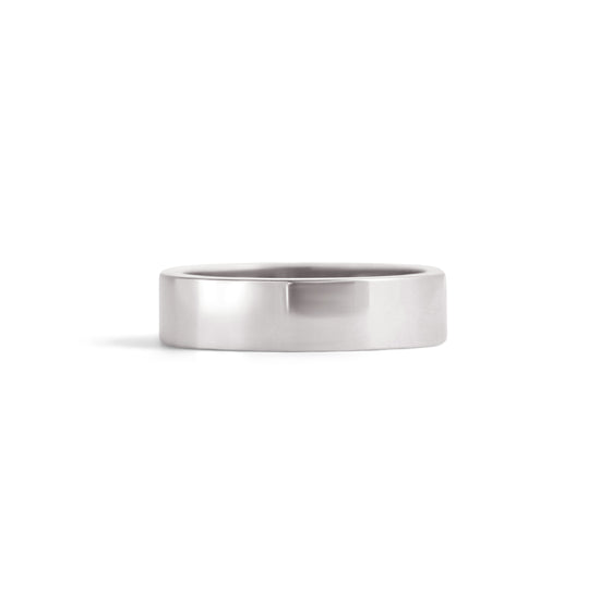 Front view of Flat Band / 5mm in 14k White Gold