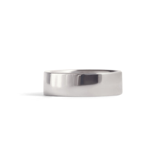 Front view of Flat Band / 6mm in 14k White Gold