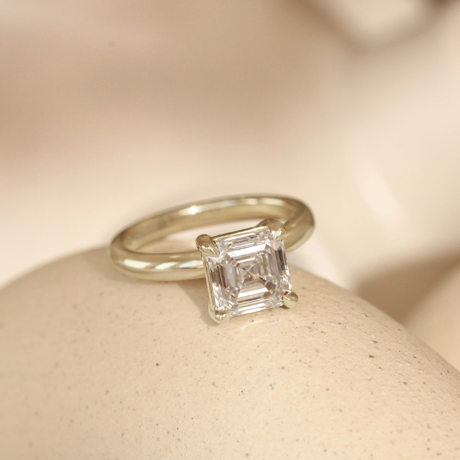 Lifestyle side view of Noble Ring Asscher Lab Diamond 2.06ct by Goldpoint