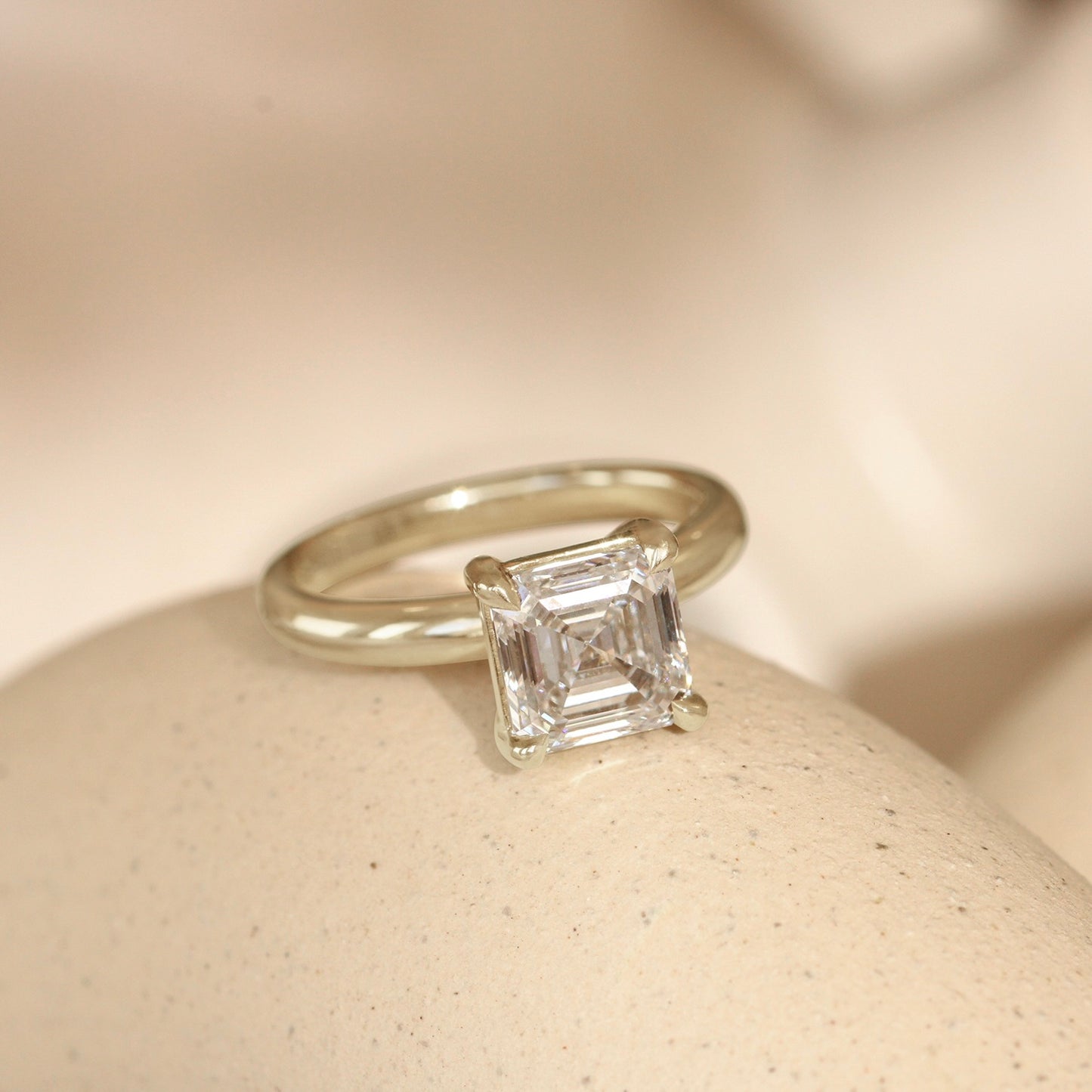 Lifestyle side view of Noble Ring Asscher Lab Diamond 2.06ct by Goldpoint