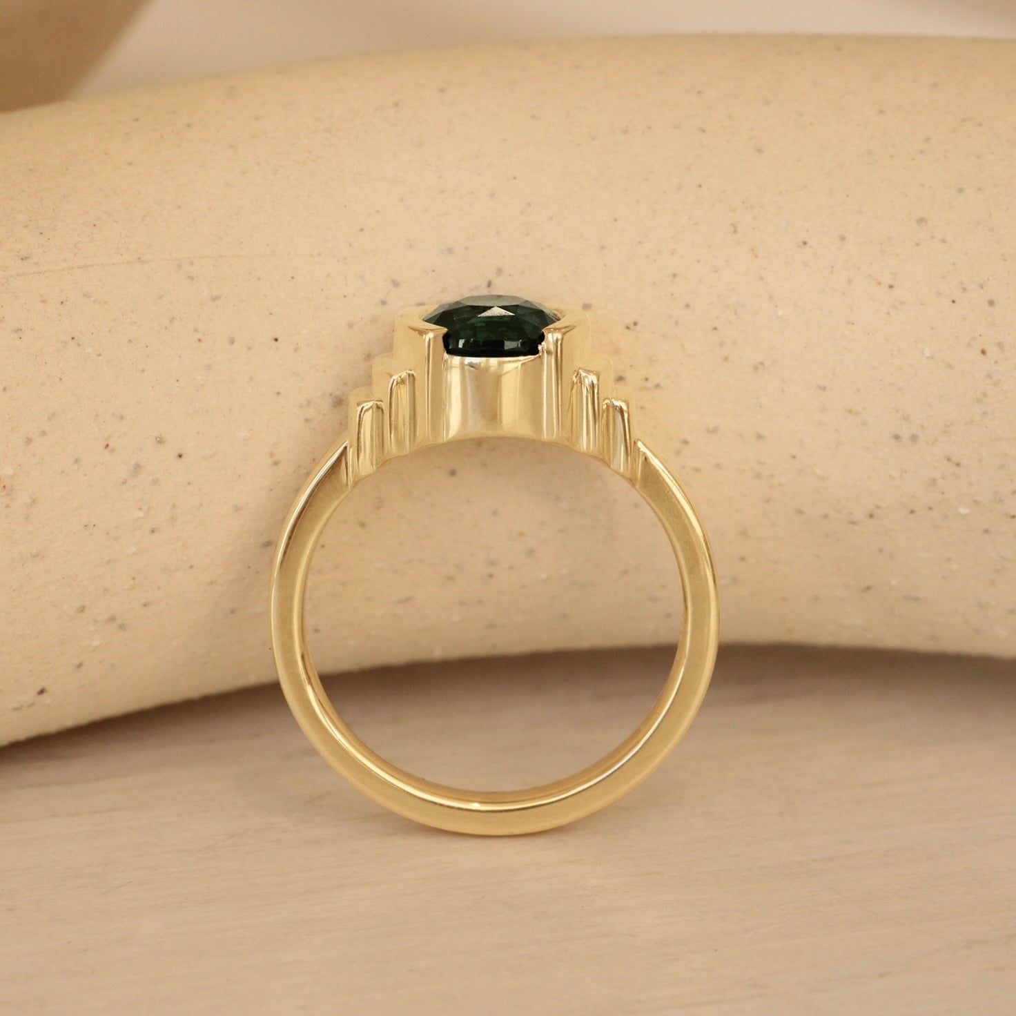 Lifestyle side profile view of Kent Ring Round Sapphire 1.34ct by Goldpoint