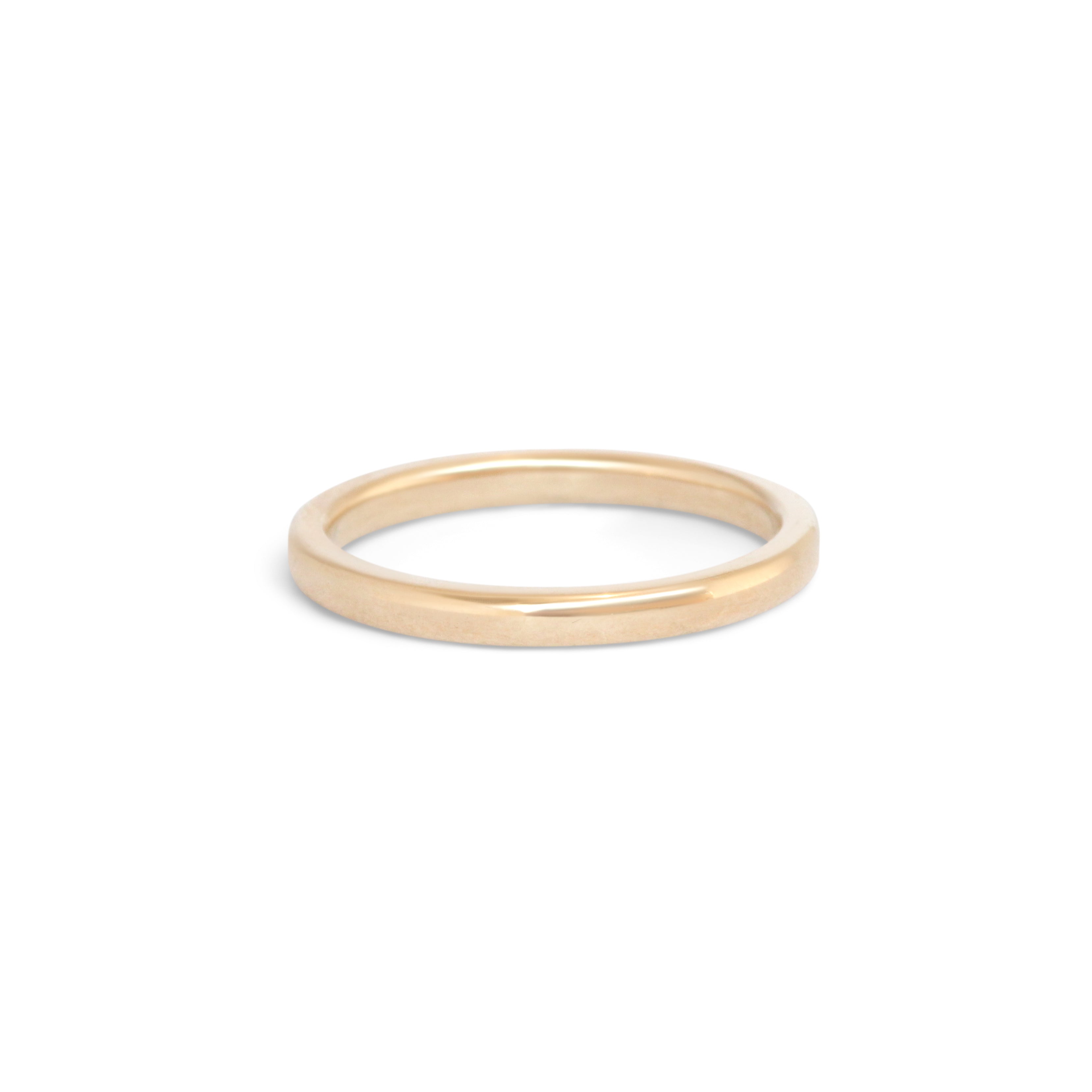 Side view of Dome Band 2mm in 14k Yellow Gold