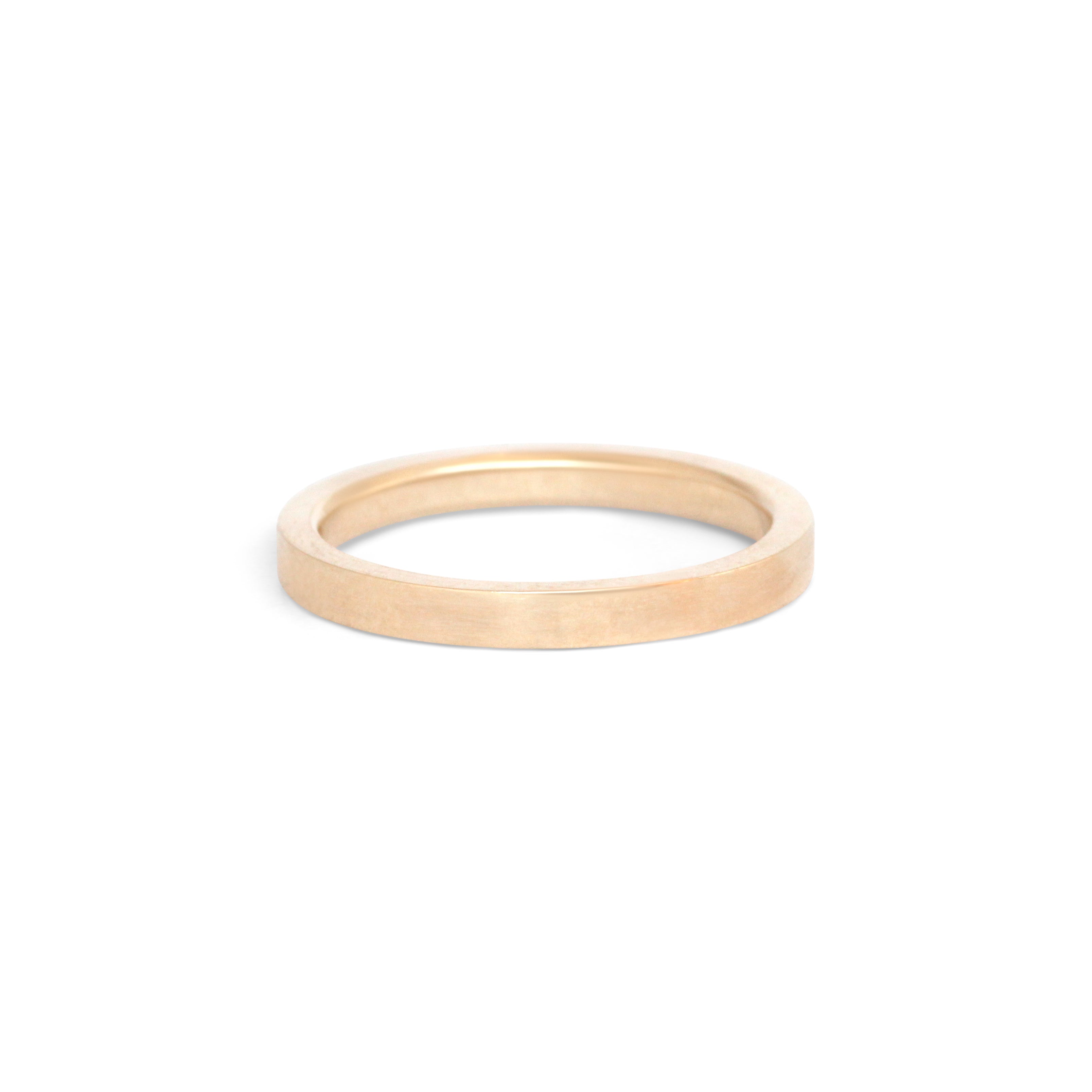 Side view of Flat Band 2mm in 14k Yellow Gold