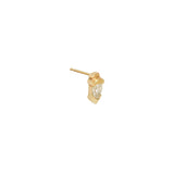 Split bezel pear diamond earring angled side view