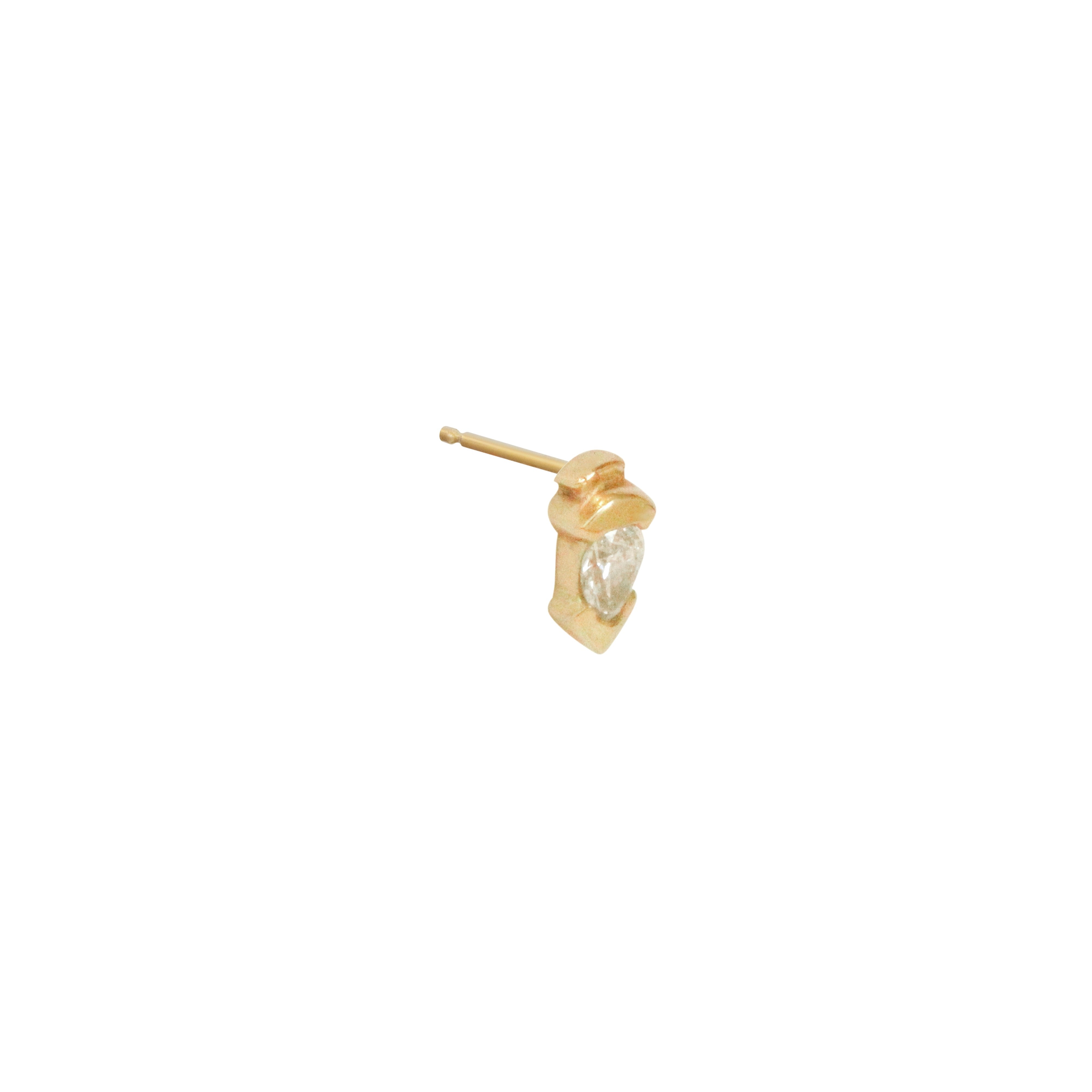 Split bezel pear diamond earring angled side view