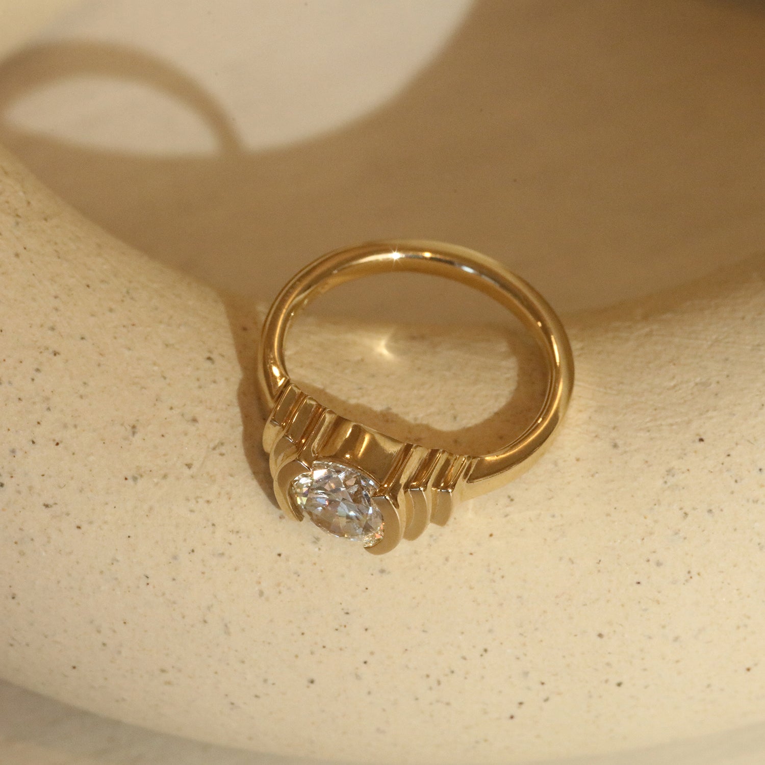 Lifestyle angled profile view of Kent Ring Round Natural Diamond 1.7ct by Goldpoint