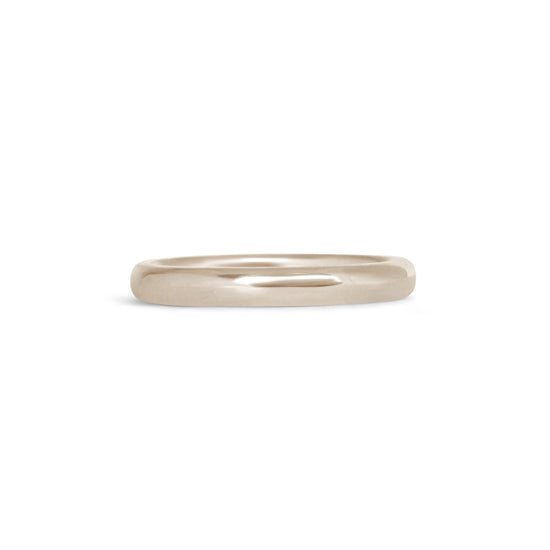 Front view of Thick Dome Band 3mm in 14k White Gold