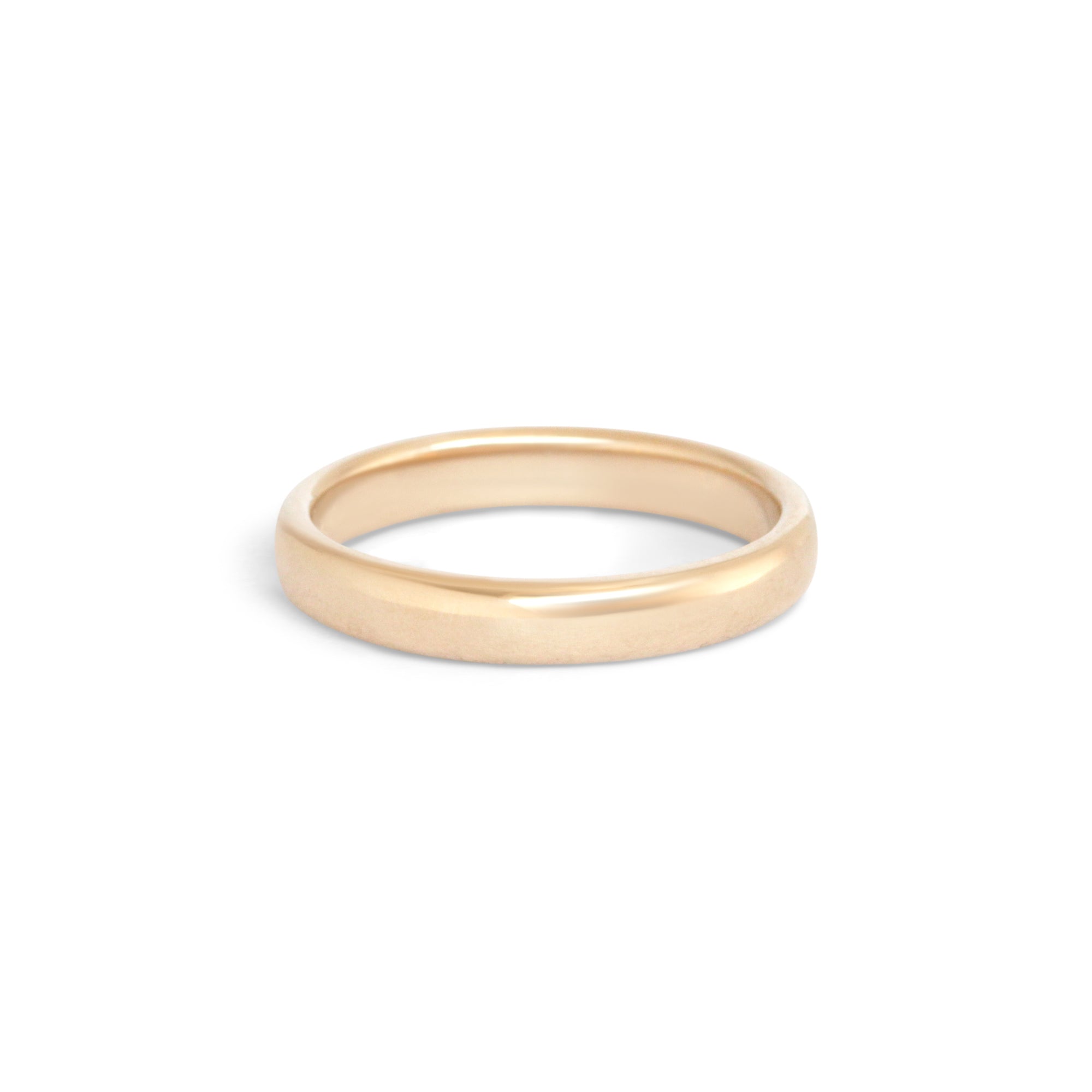Side view of Dome Band 3mm in 14k Yellow Gold