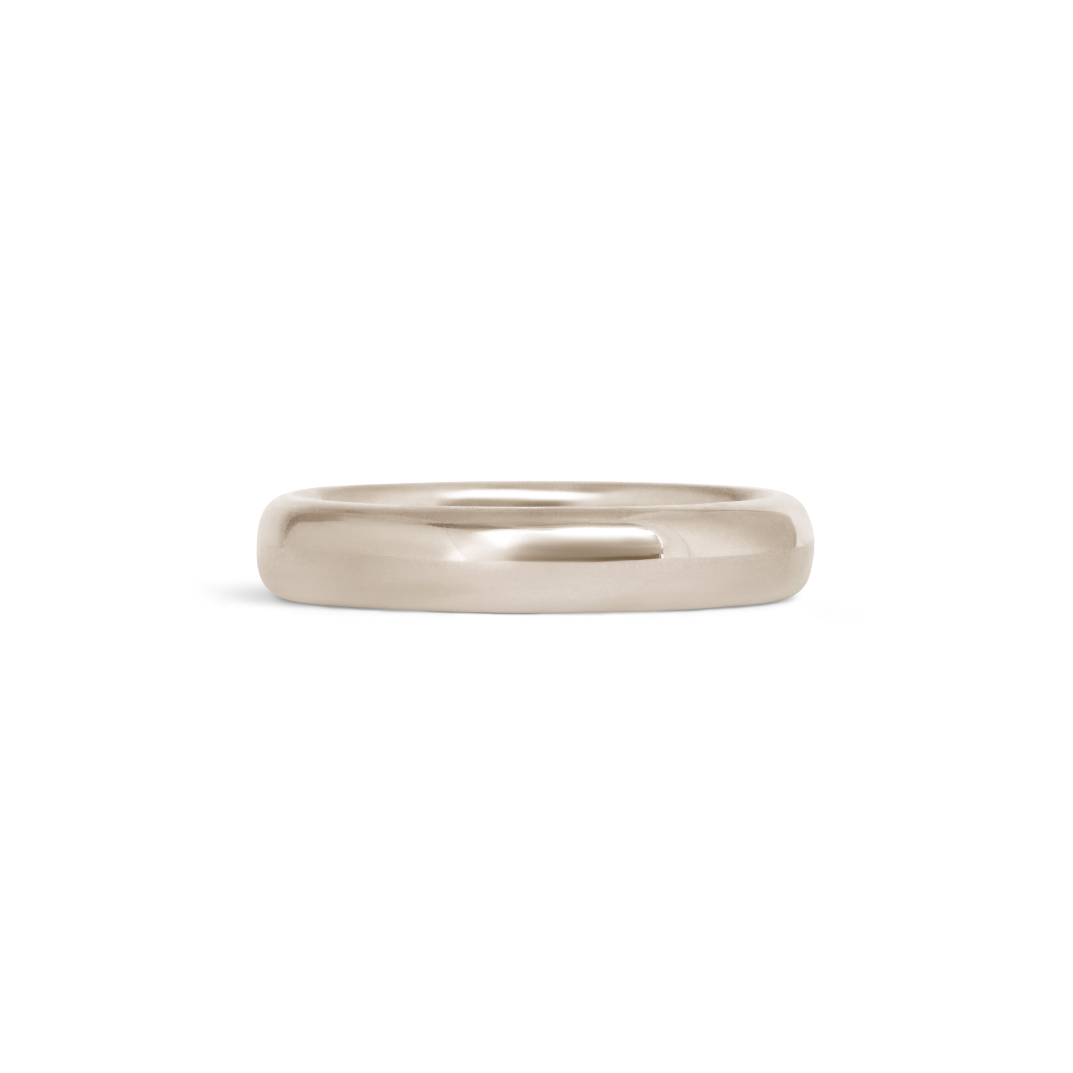Front view of Thick Dome Band 4mm in 18k White Gold
