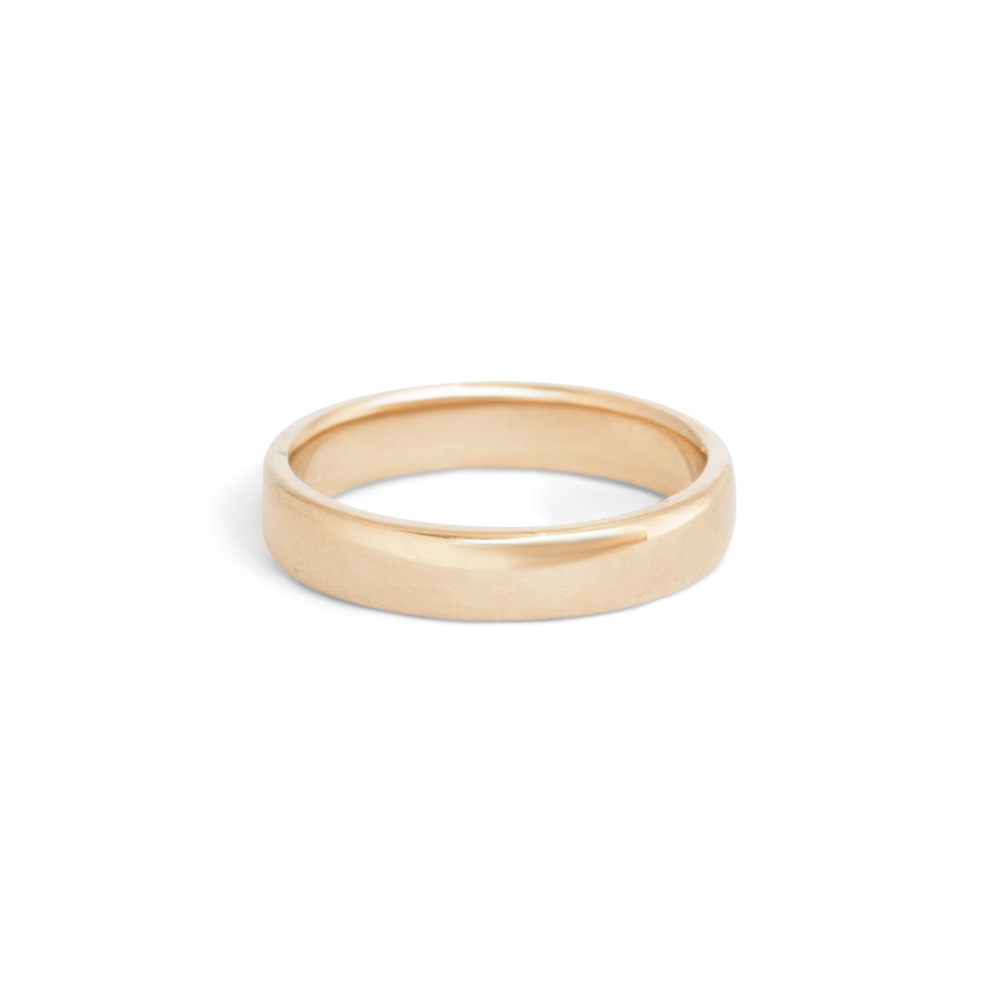 Side view of Dome Band 4mm in 14k Yellow Gold