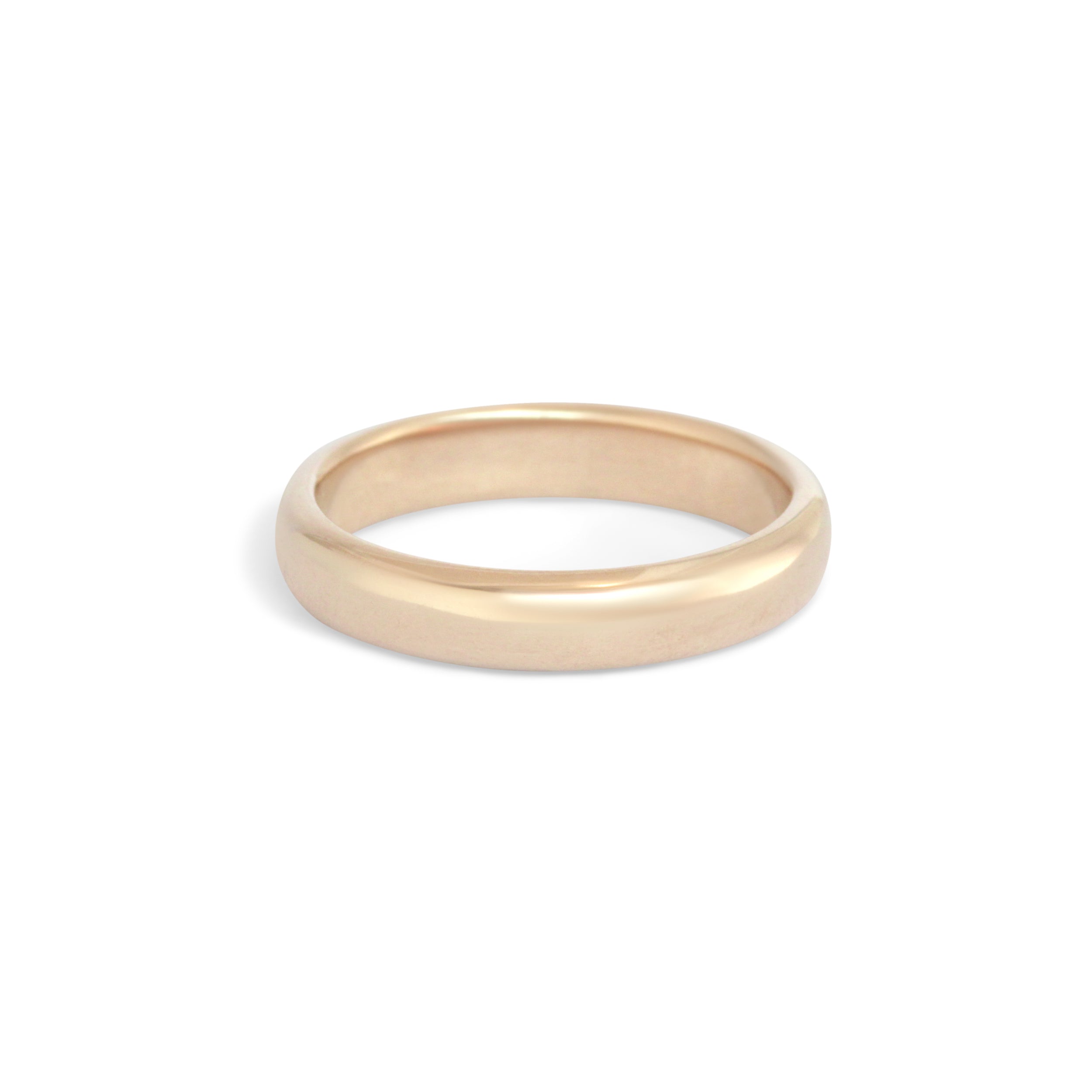 Side view of Thick Dome Band 4mm in 14k Yellow Gold