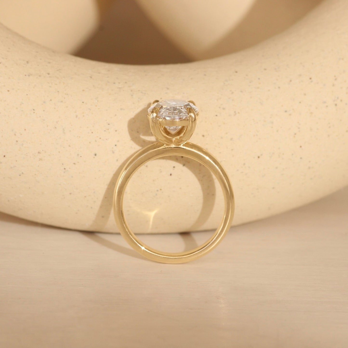 Lifestyle side profile view of Noble Ring Oval Lab Diamond 3.01ct by Goldpoint