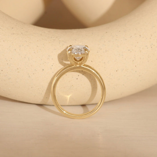 Lifestyle side profile view of Noble Ring Oval Lab Diamond 3.01ct by Goldpoint