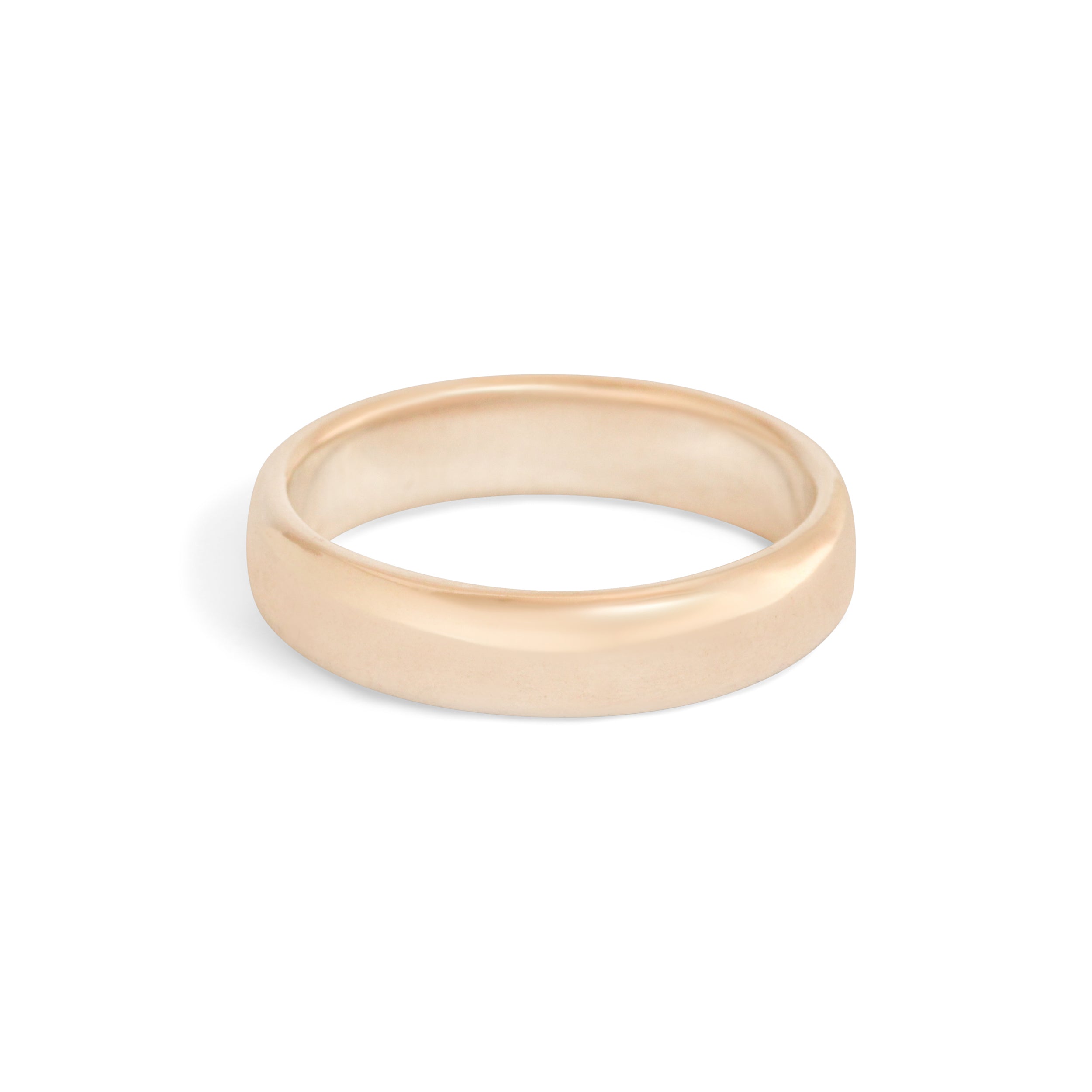 Side view of Thick Dome Band 5mm in 14k Yellow Gold