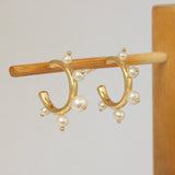 Amorphous Pearl Bead Hoops / Small