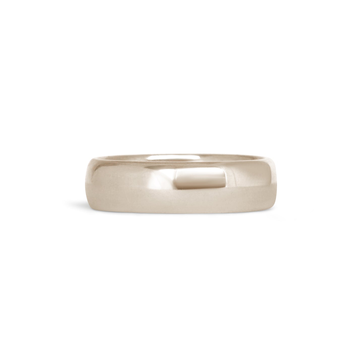 Front view of Thick Dome Band 6mm in 14k White Gold