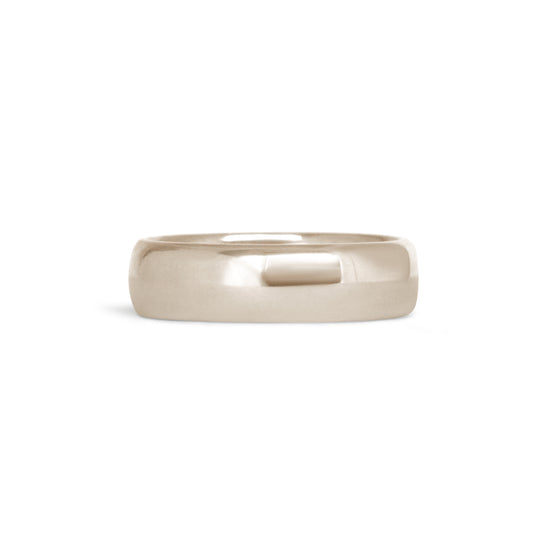 Front view of Thick Dome Band 6mm in 14k White Gold