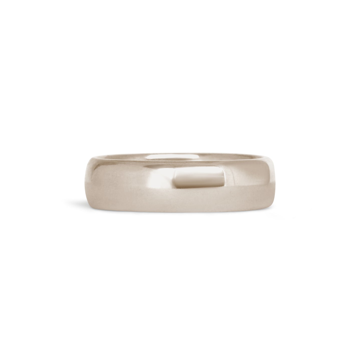 Front view of Thick Dome Band 6mm in 18k White Gold