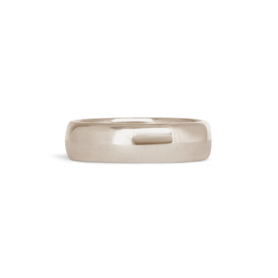 Front view of Thick Dome Band 6mm in 18k White Gold