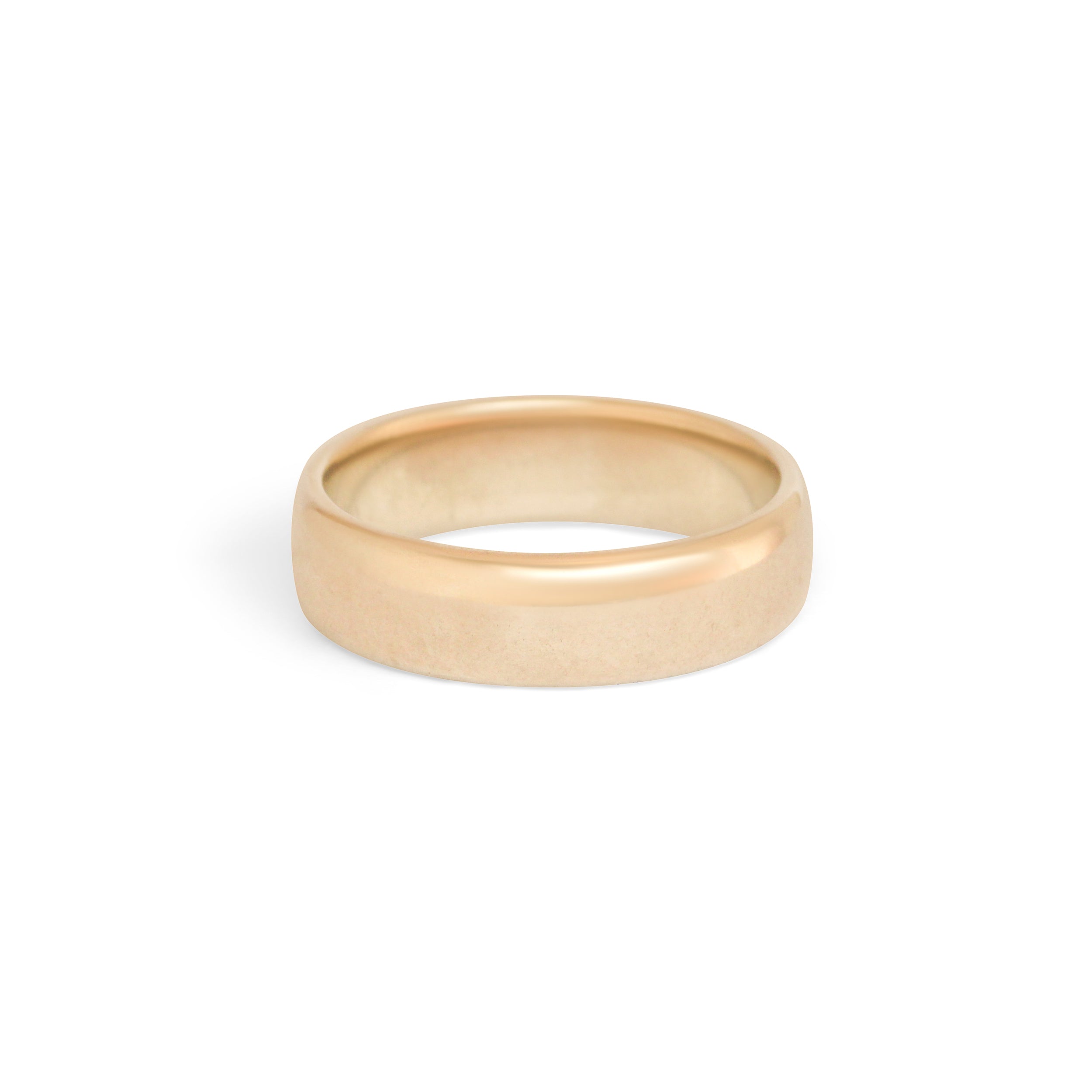Side view of Thick Dome Band 6mm in 14k Yellow Gold