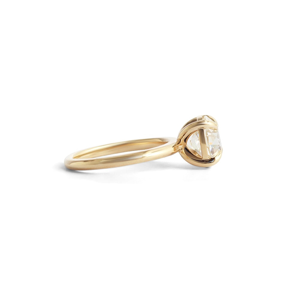 Side view of Noble Ring Old Euro Lab Diamond 3.01ct by Goldpoint Jewelry