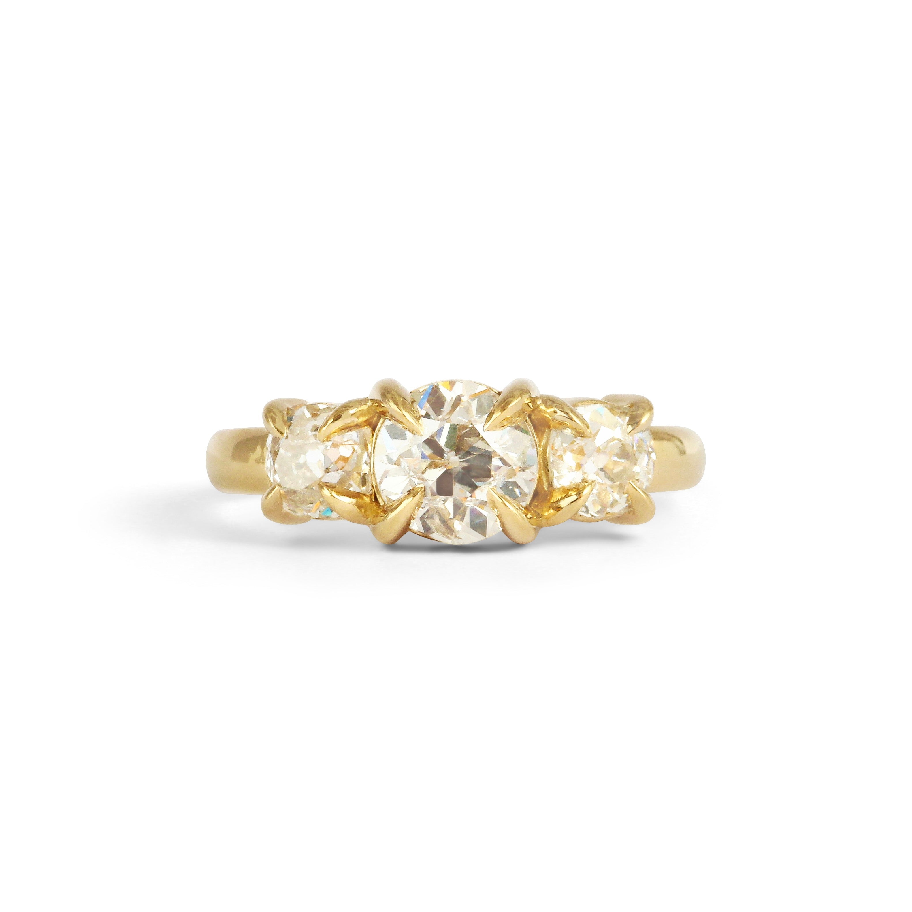 Front view of Sutton 3 Ring Old Euro Diamond 1.11ct by Goldpoint