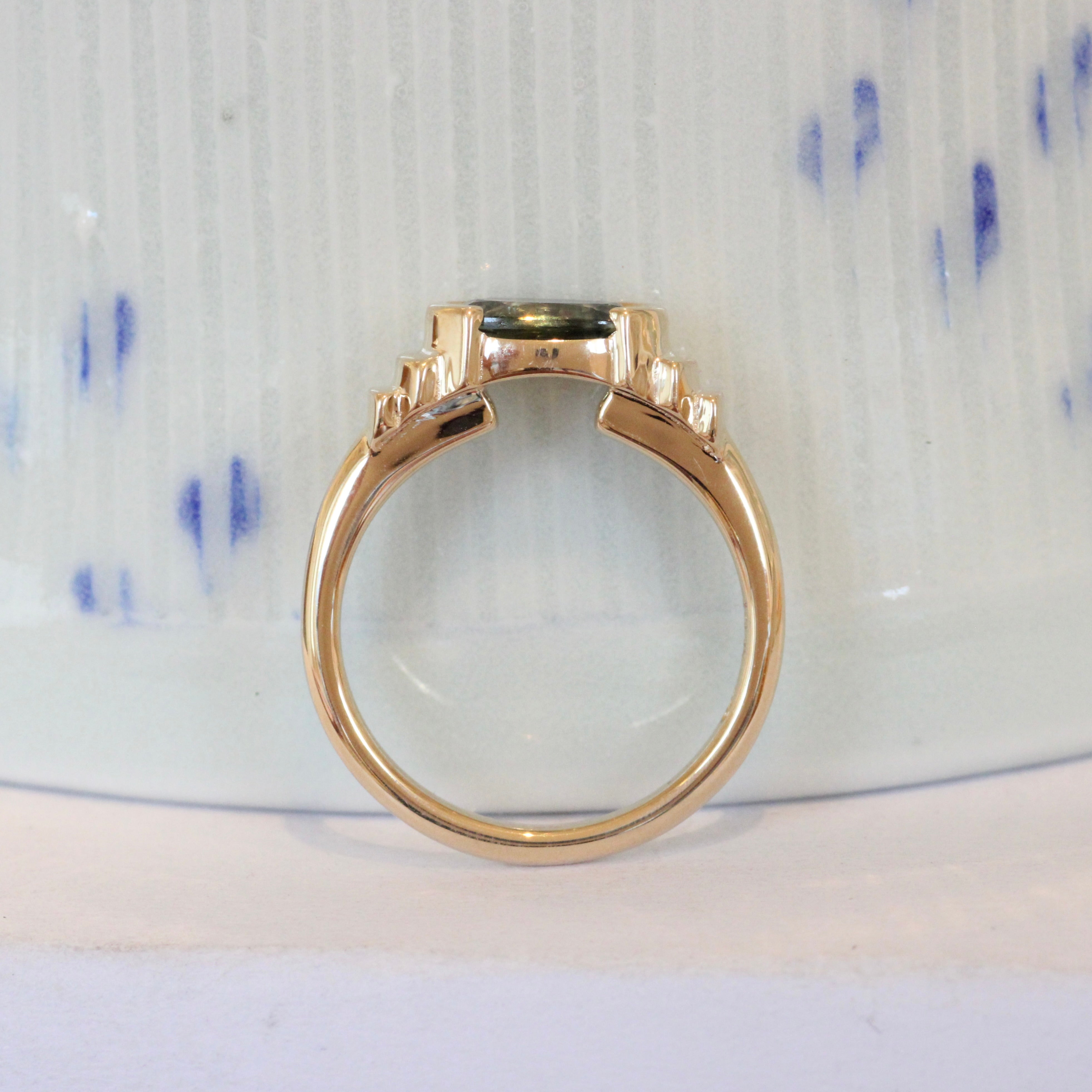 Lifestyle side profile view of Kent Ring Oval Sapphire 0.97ct by Goldpoint