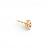Side view of Points Earring / Ruby & Diamond in 14k yellow gold by Goldpoint Jewelry