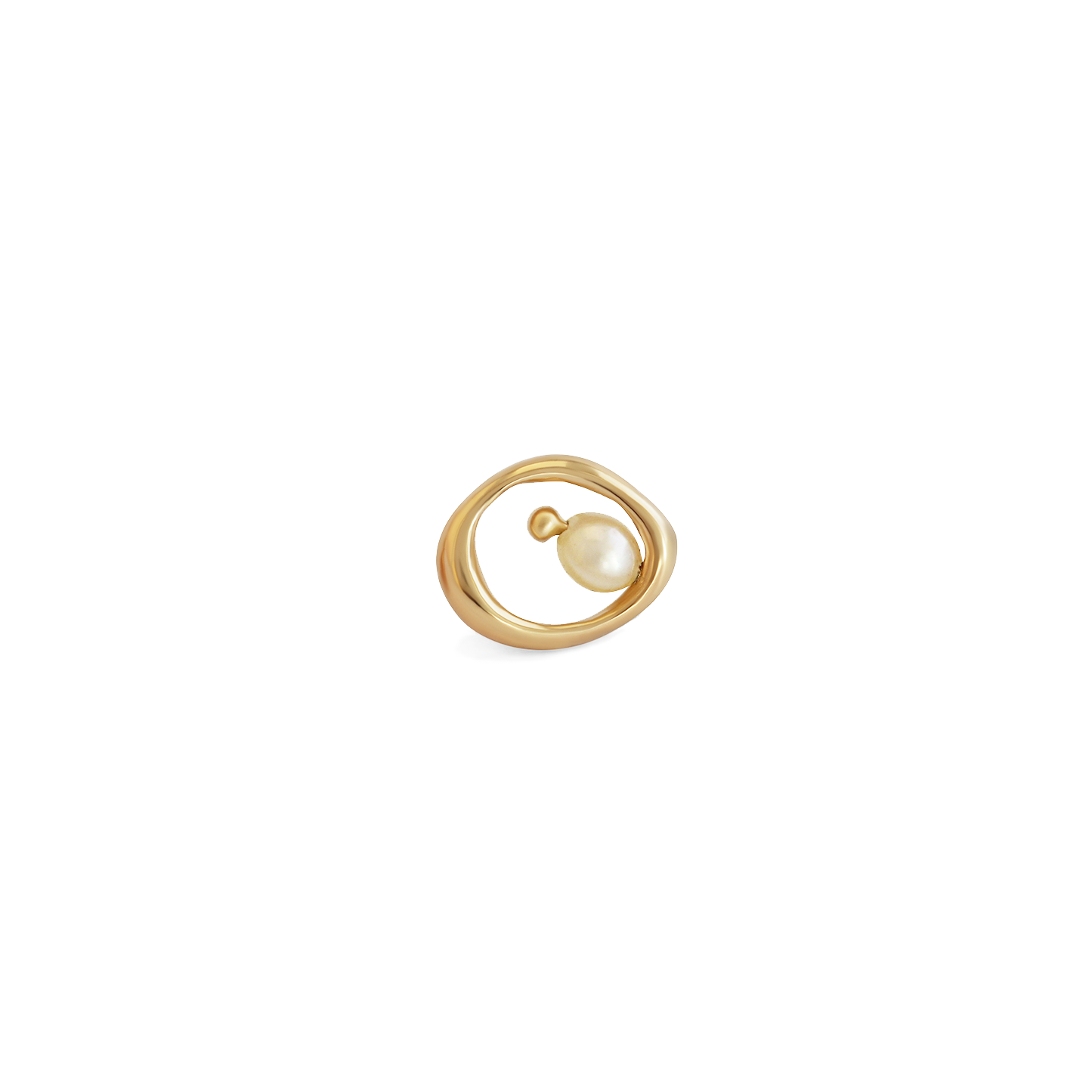 Amorphous Pearl Bead Earring / Small Circle by Goldpoint