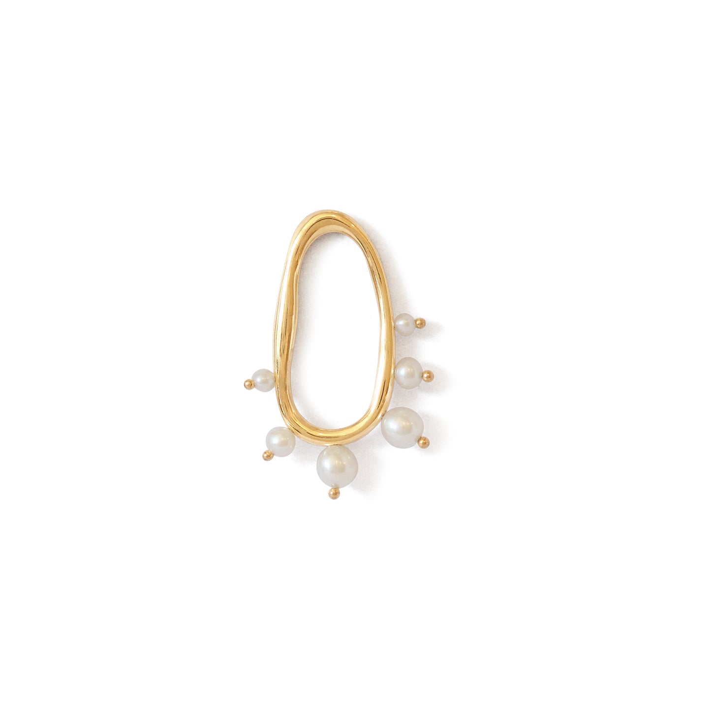 Amorphous Pearl Bead Earrings / Large Oval by Goldpoint