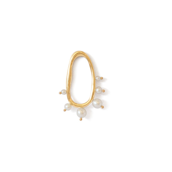 Amorphous Pearl Bead Earrings / Large Oval by Goldpoint