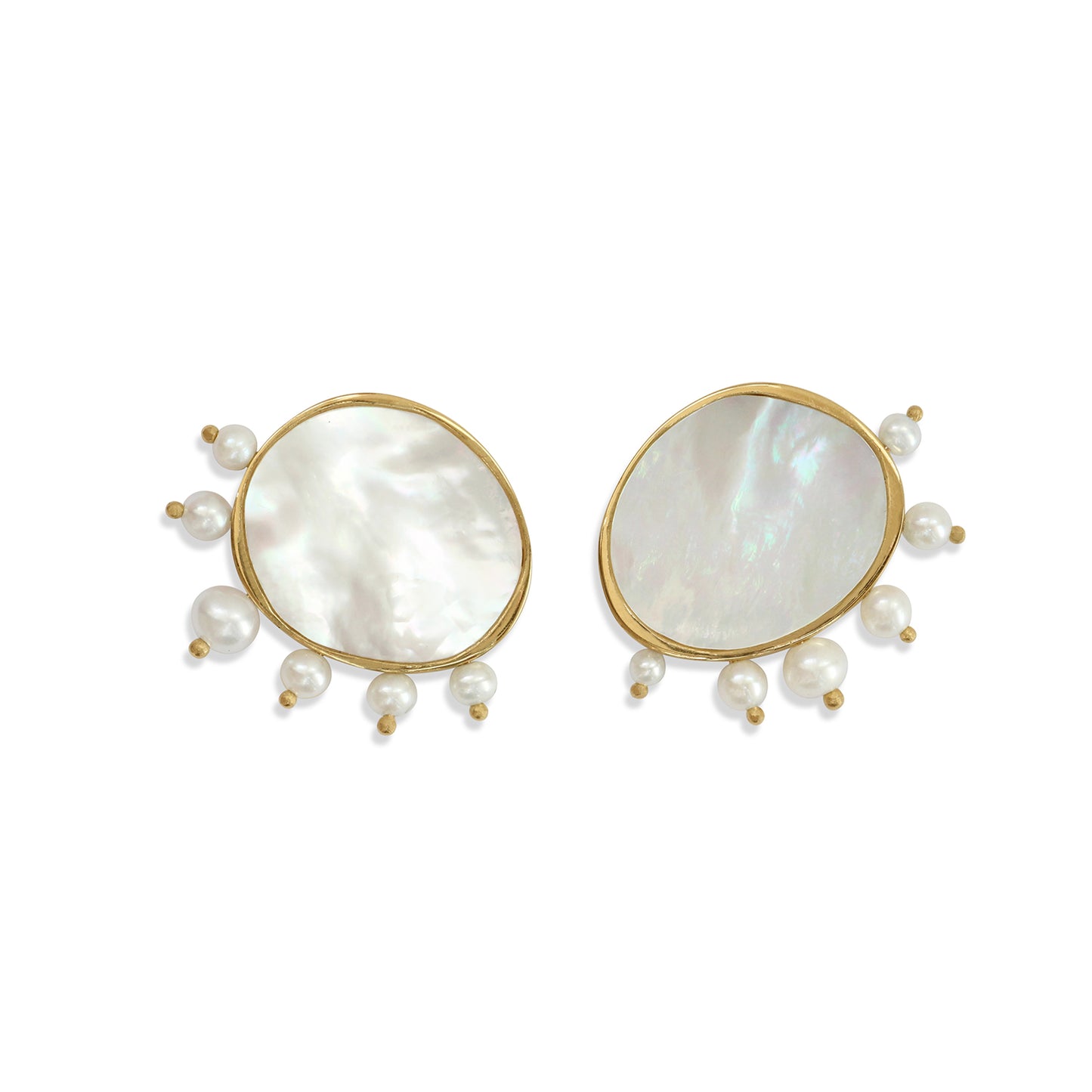 Front view of Amorphous Pearl Earrings / Large Circle