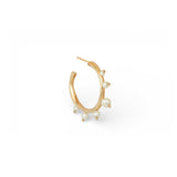 Side angled view of a singular Amorphous Pearl Bead Hoops / Large piece by Goldpoint Jewelry