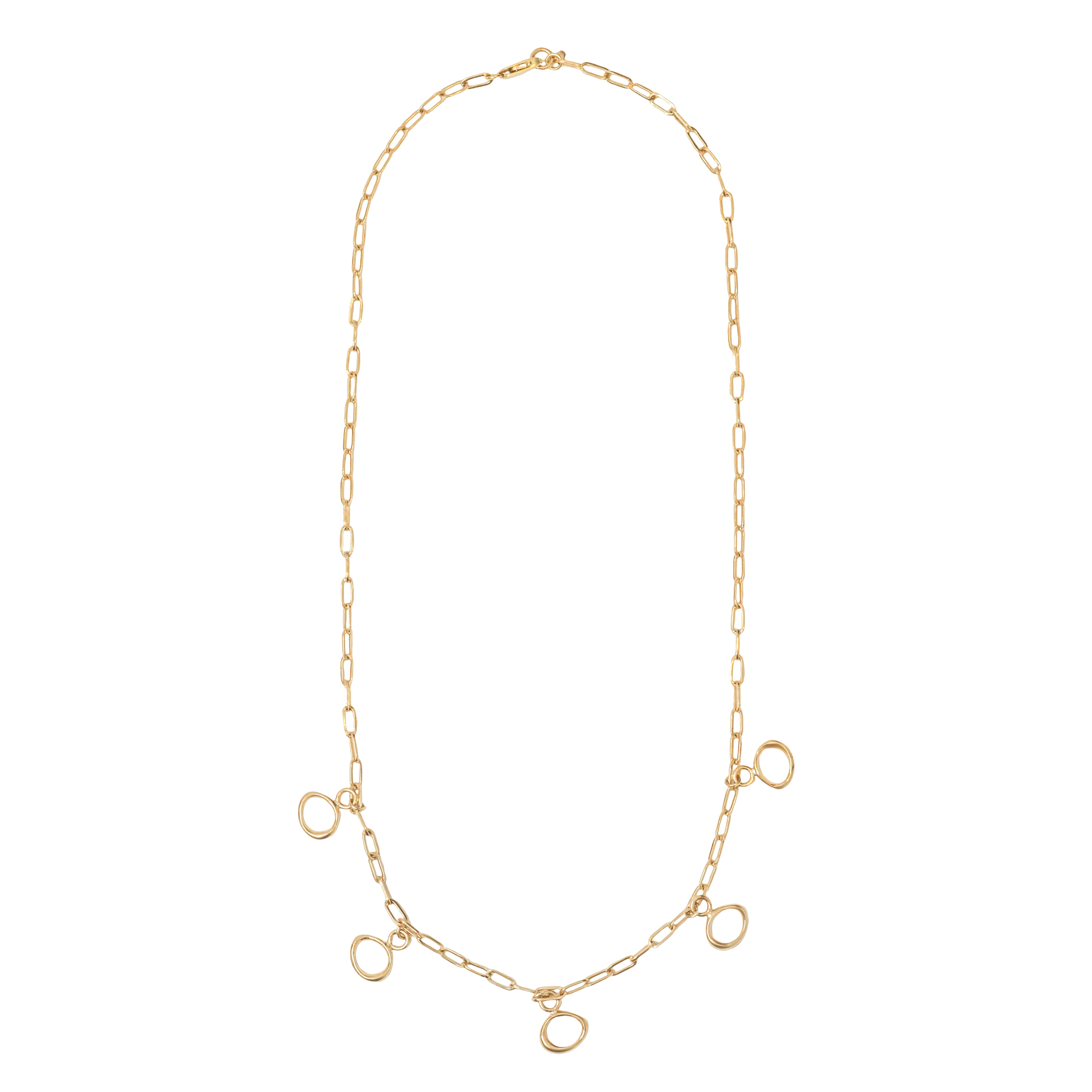 Front full view of Amorphous Charm Necklace / Paperclip Chain by Goldpoint Jewelry