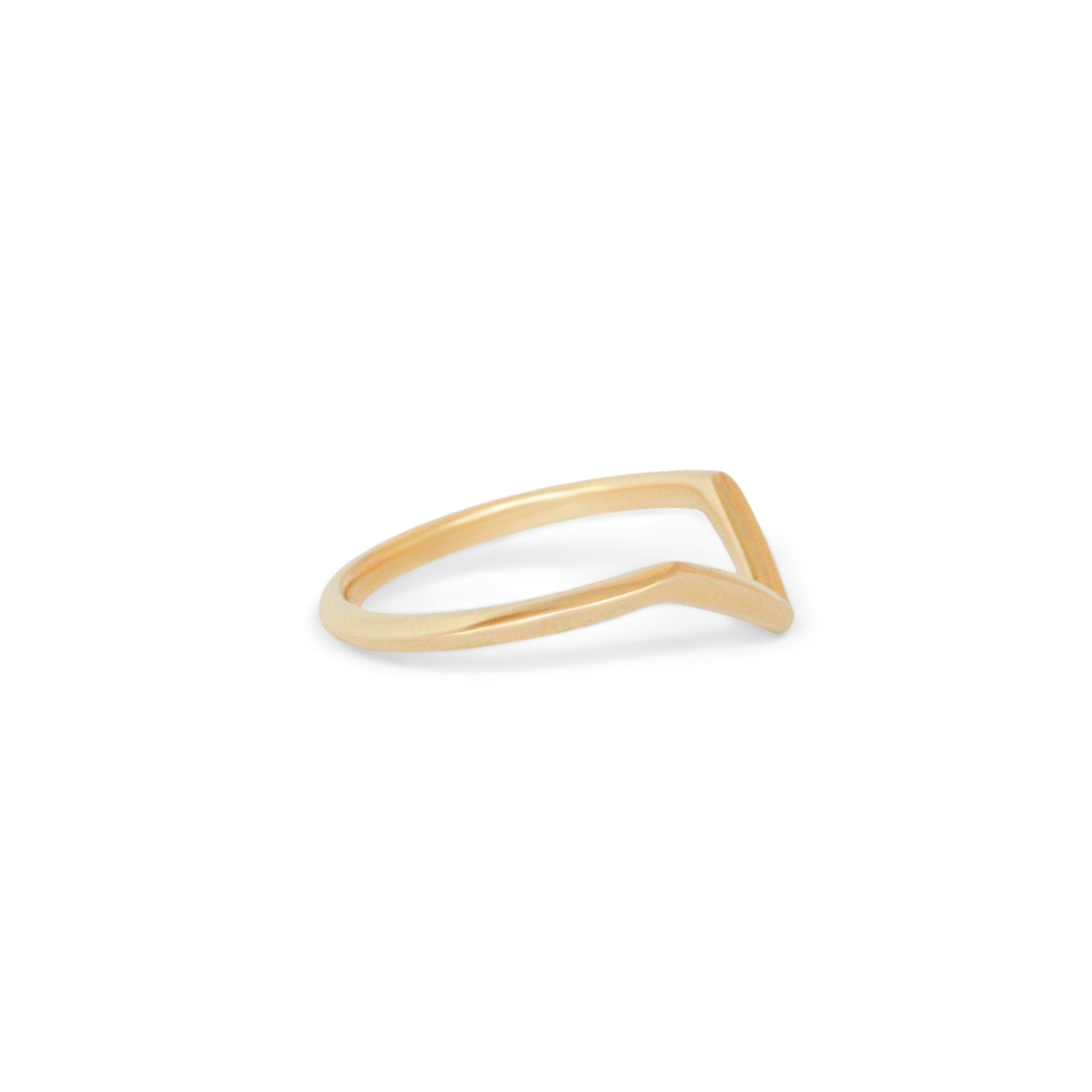 Side view of Peak Knife Edge Band Deep Angled in 14k yellow gold by Goldpoint Jewelry