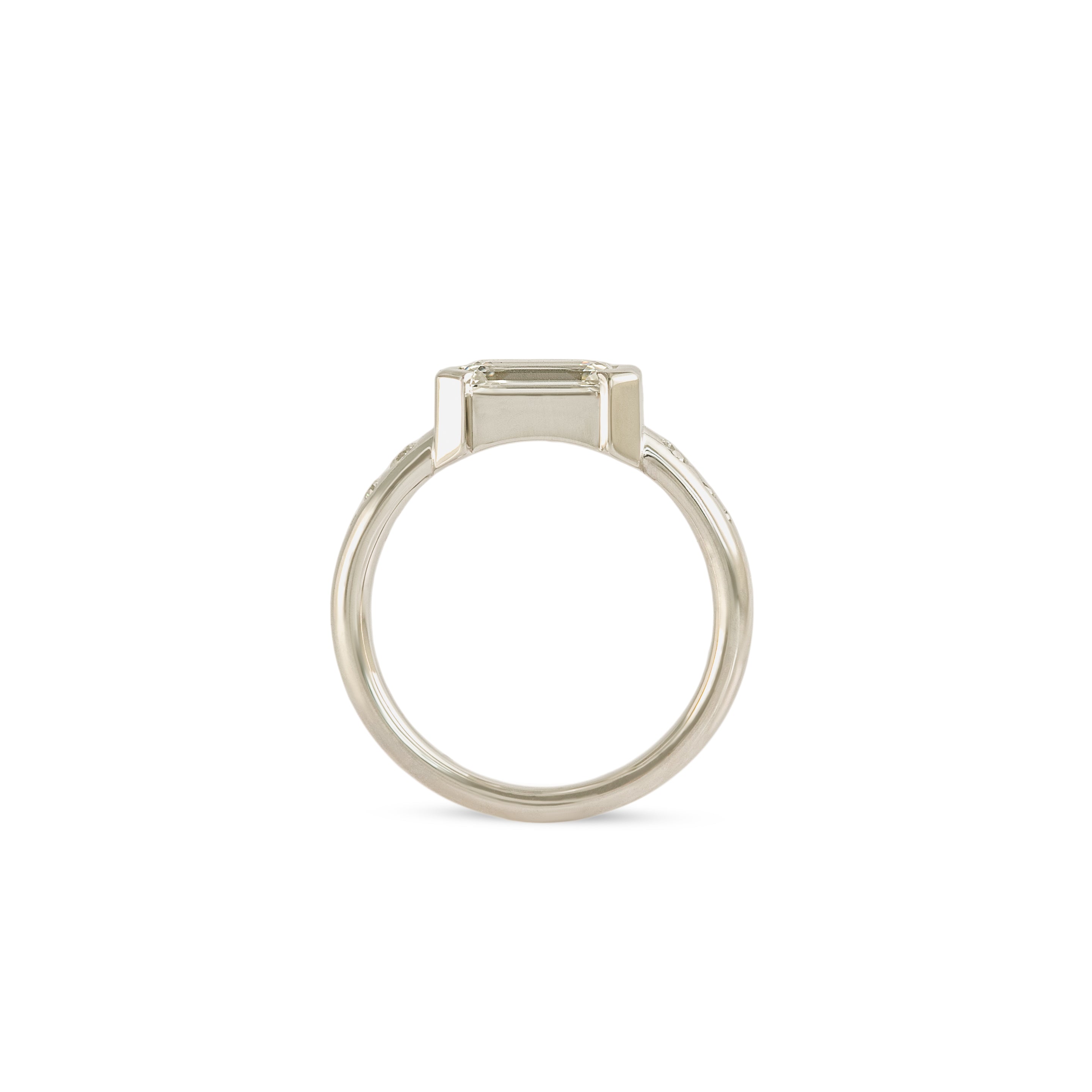 Side profile view of Ash Ring Emerald Cut Lab Diamond 1.51ct by Goldpoint Jewelry