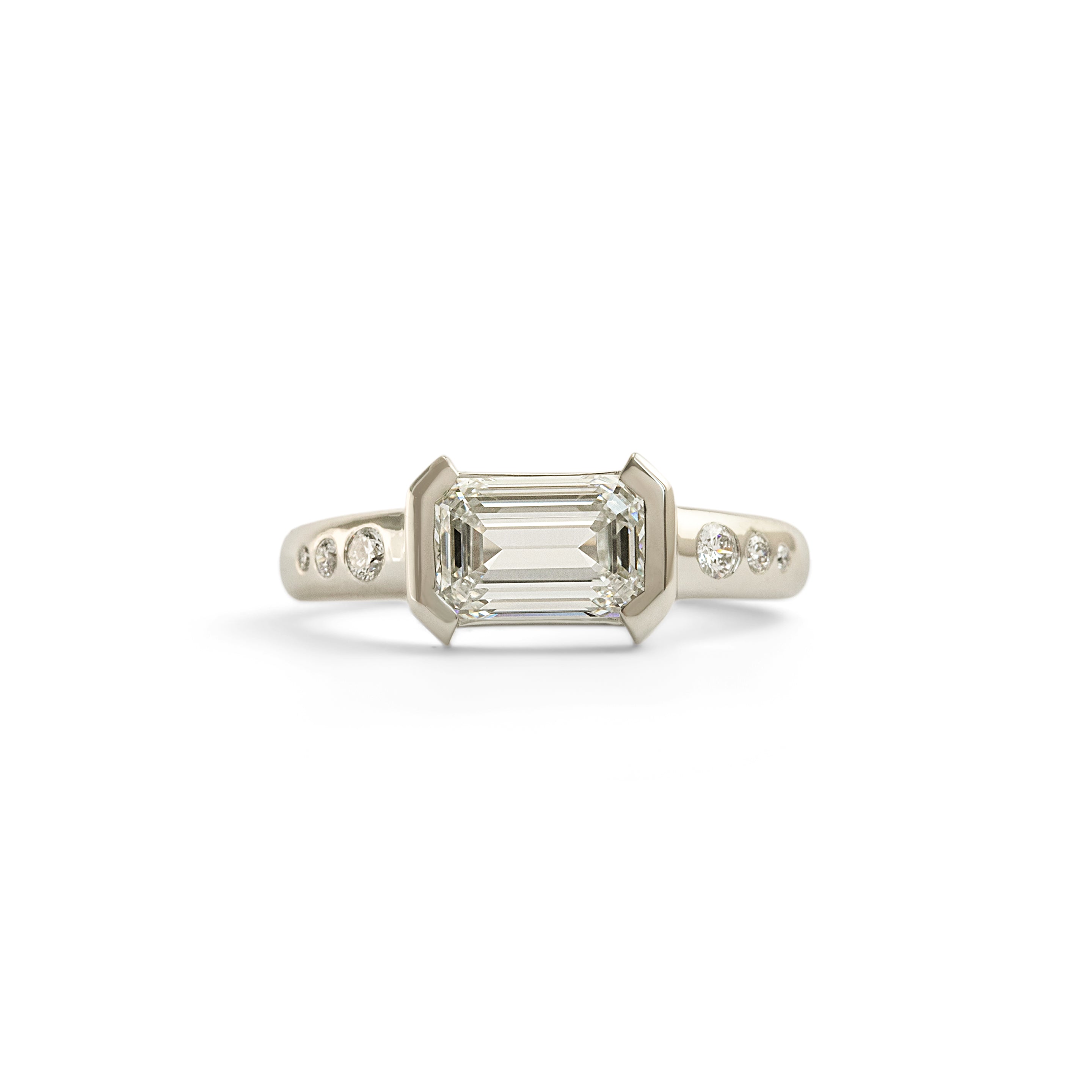 Front view of Ash Ring Emerald Cut Lab Diamond 1.51ct by Goldpoint Jewelry