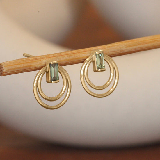 Ripple Earring / Lab Green Baguette Diamond