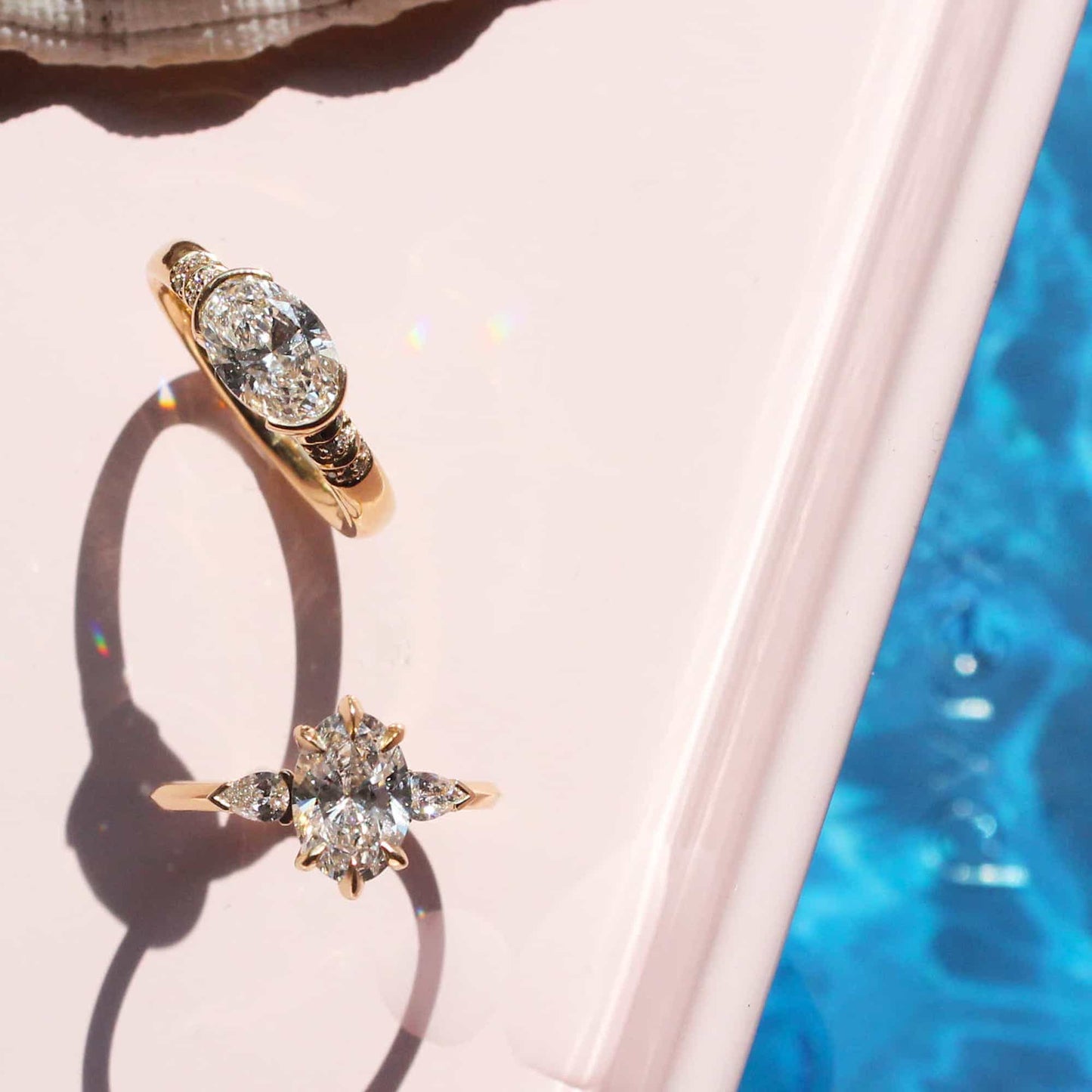 Bosc Ring / Lab Oval 1.52ct + Side Pear Diamonds