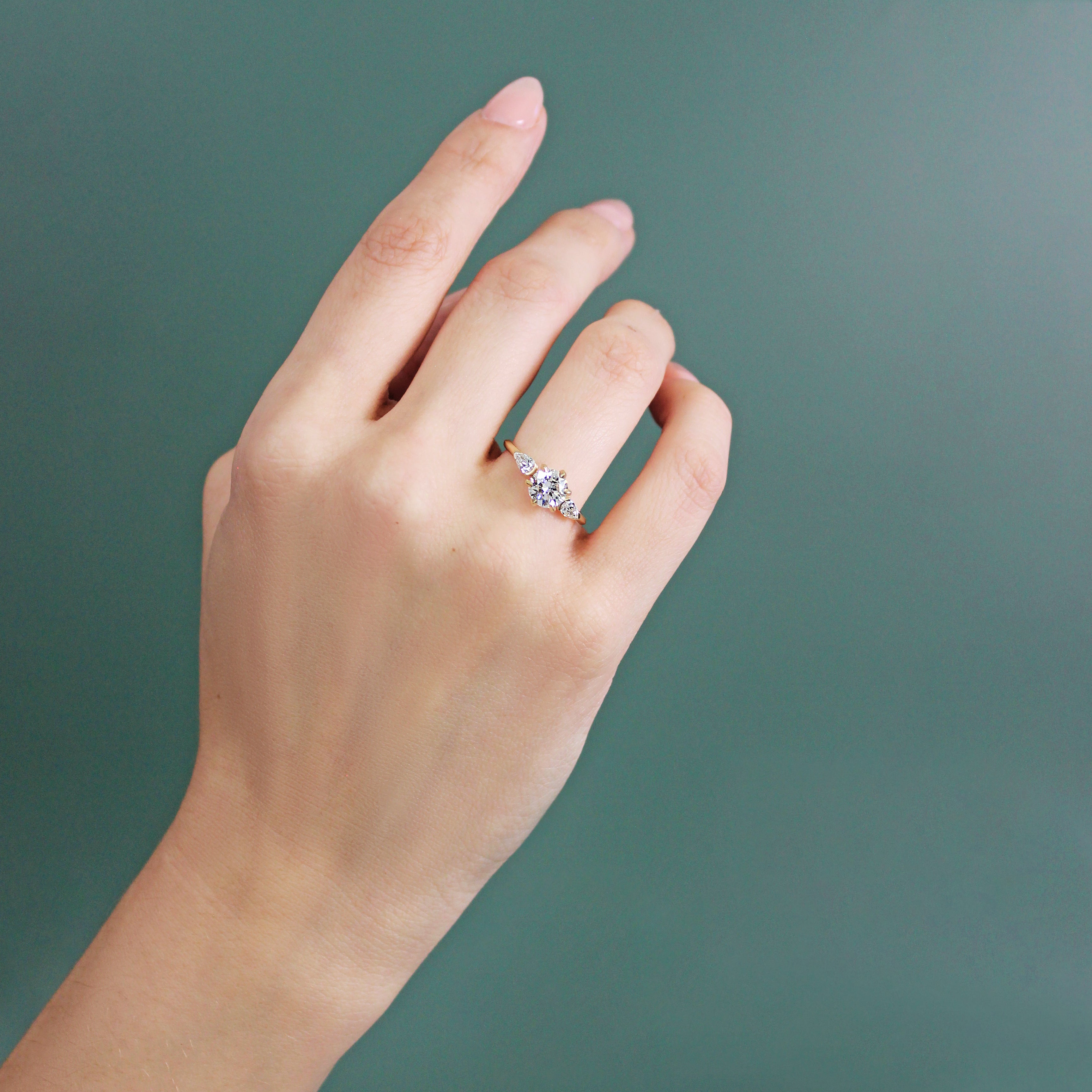 Bosc Ring / Lab Round & Side Pear Diamonds by Goldpoint