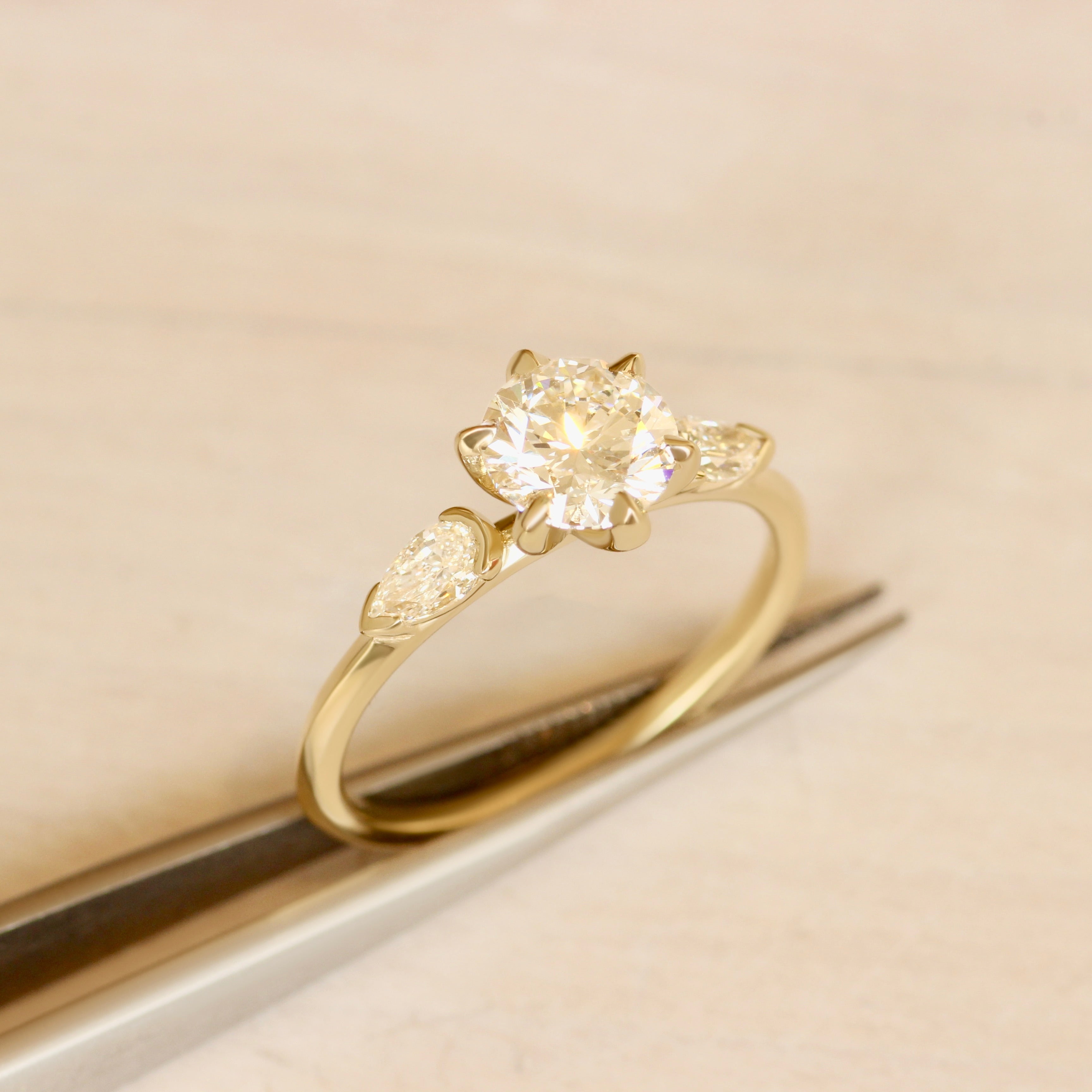 Lifestyle angled view of Wythe Ring Round Lab Diamond 1ct by Goldpoint Jewelry