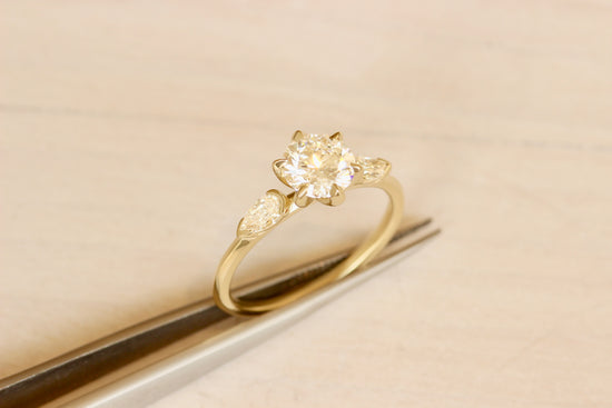 Bosc Ring / Lab Round & Side Pear Diamonds