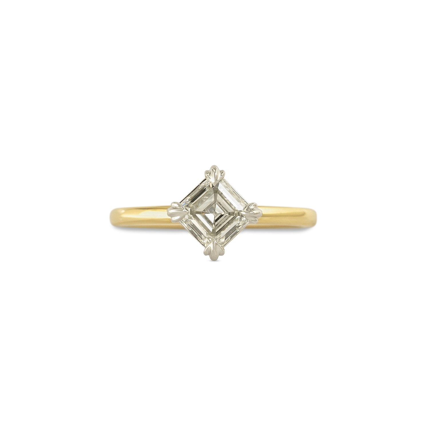 Front view of Calyer Ring Asscher Cut Lab Diamond 1.51ct by Goldpoint Jewelry