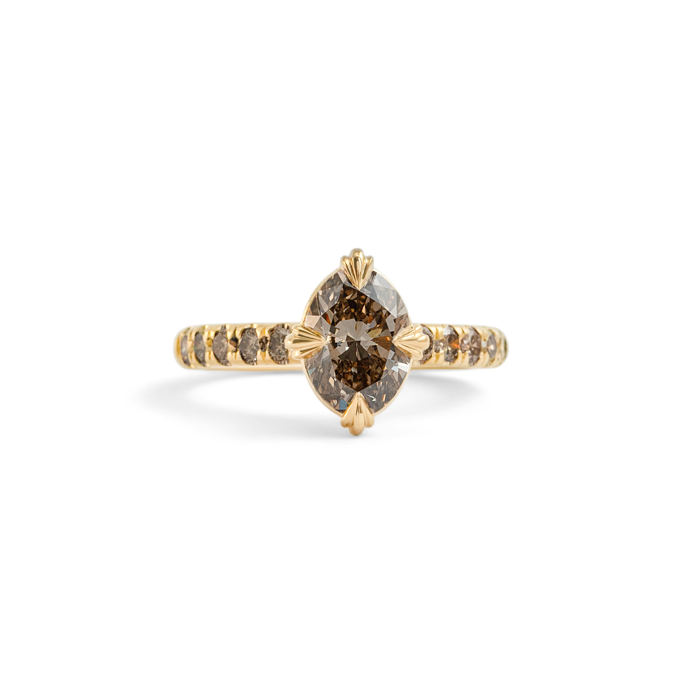 Front view of Calyer Ring Oval Lab Diamond 1.5ct by Goldpoint Jewelry