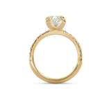 Side profile view of Calyer Ring Oval Old Mine Cut Lab Diamond 2.32ct by Goldpoint Jewelry