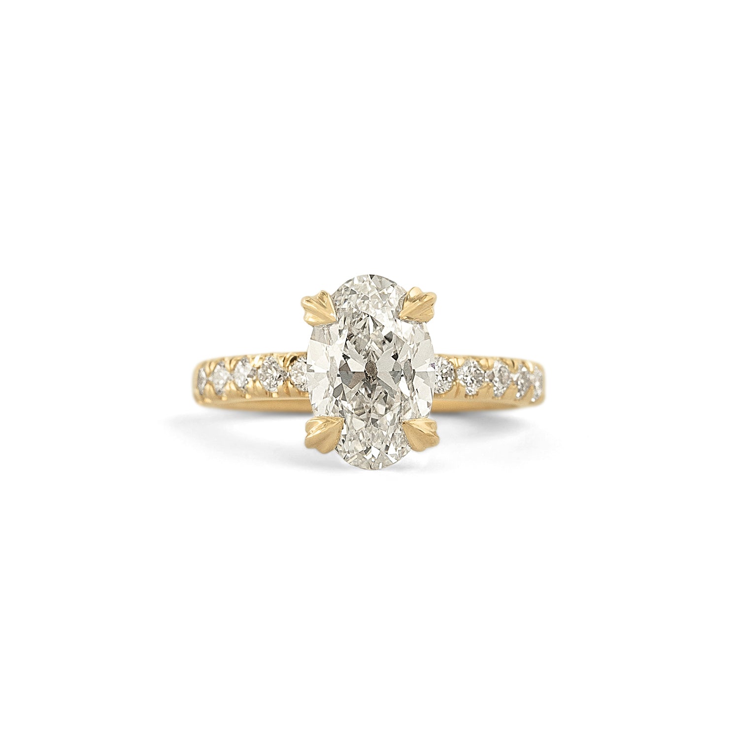 Front view of Calyer Ring Oval Old Mine Cut Lab Diamond 2.32ct by Goldpoint Jewelry
