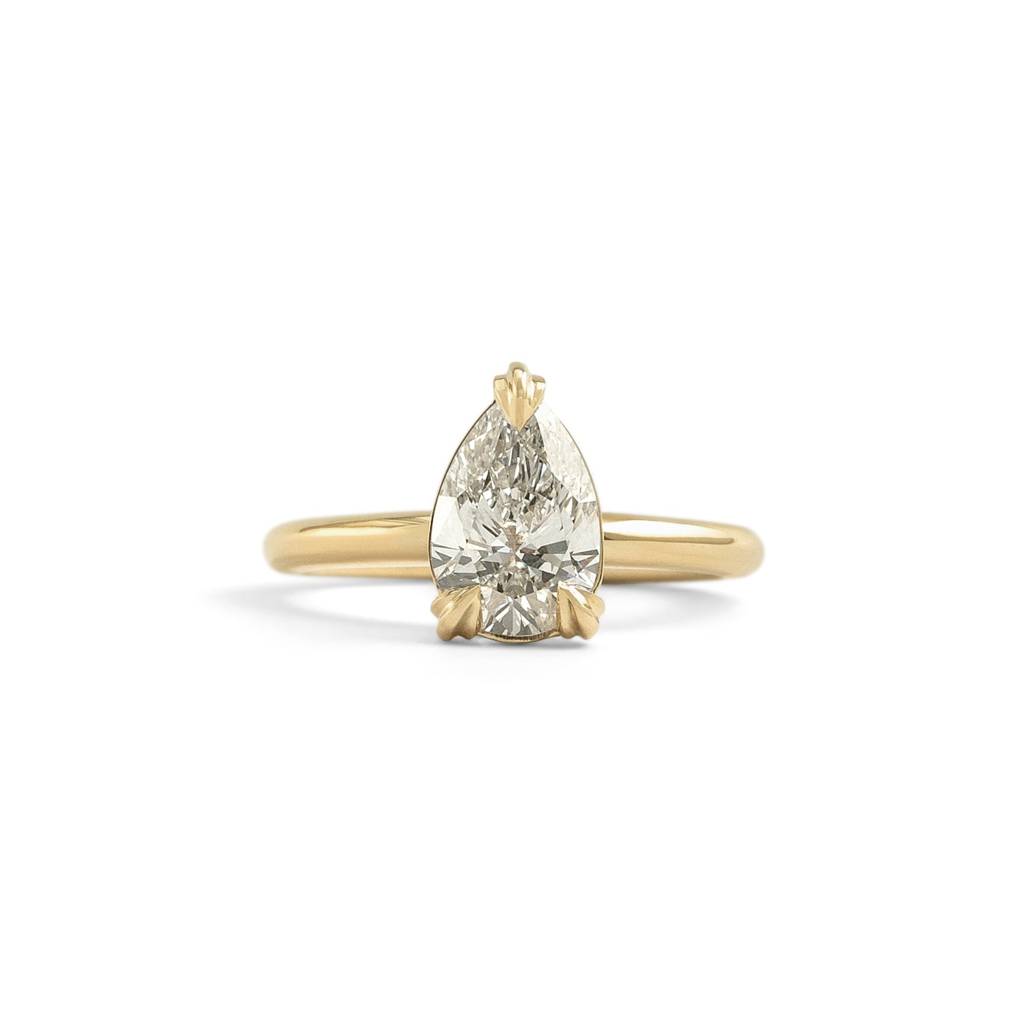 Front view of Calyer Ring Pear Lab Diamond 1.5ct by Goldpoint Jewelry