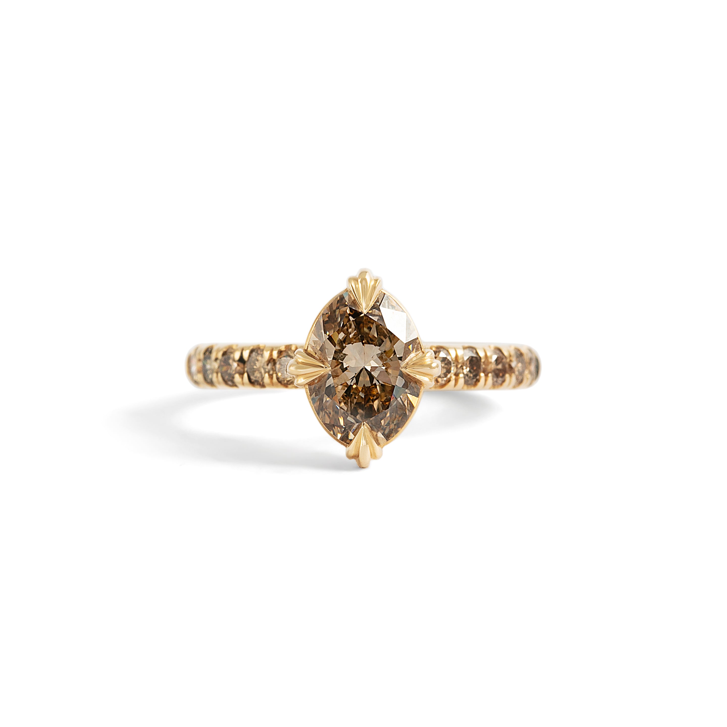 Front view of Calyer Ring Oval Lab Diamond 1.5ct by Goldpoint Jewelry