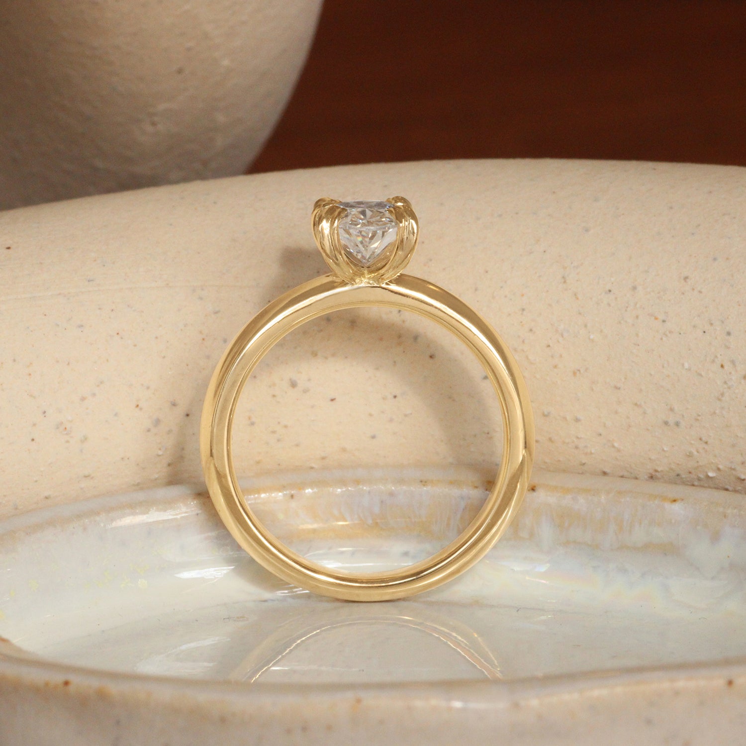 Lifestyle side profile view of Calyer Ring Oval Lab Diamond 1.56ct by Goldpoint Jewelry