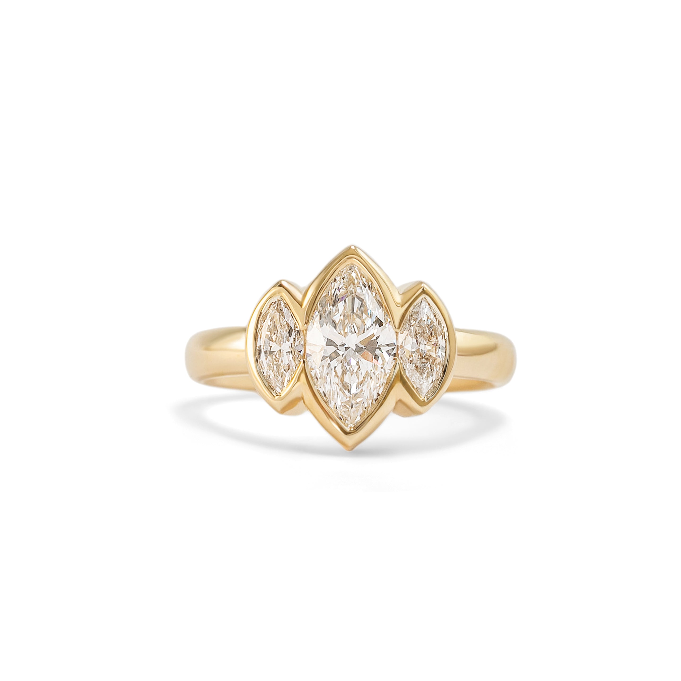 Front view of Clay 3 Ring Marquise Lab Grown Diamond 1.02ct by Goldpoint Jewelry